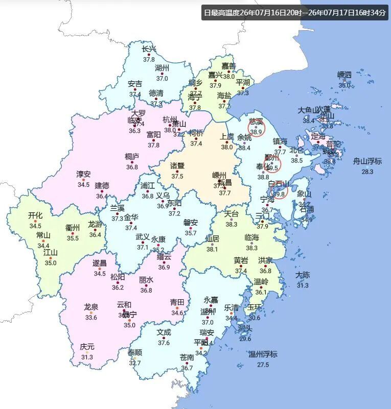 39.5℃！副高持续发力，浙江多地超37℃，本周末迎来降雨降温，午后要小心雷雨