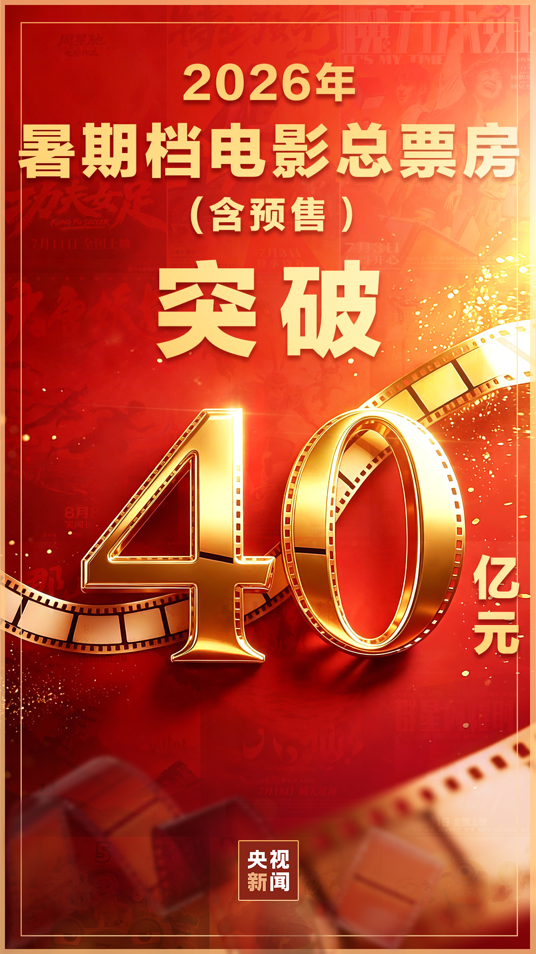 2026年暑期档电影总票房(含预售)破40亿 2026年暑期档电影总票房(含预售)破40亿