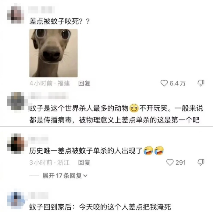 男子颈部被蚊子叮了一口,竟流血400毫升!网友:差点被蚊子"单杀" 男子颈部被蚊子叮了一口,竟流血400毫升!网友:差点被蚊子"单杀"