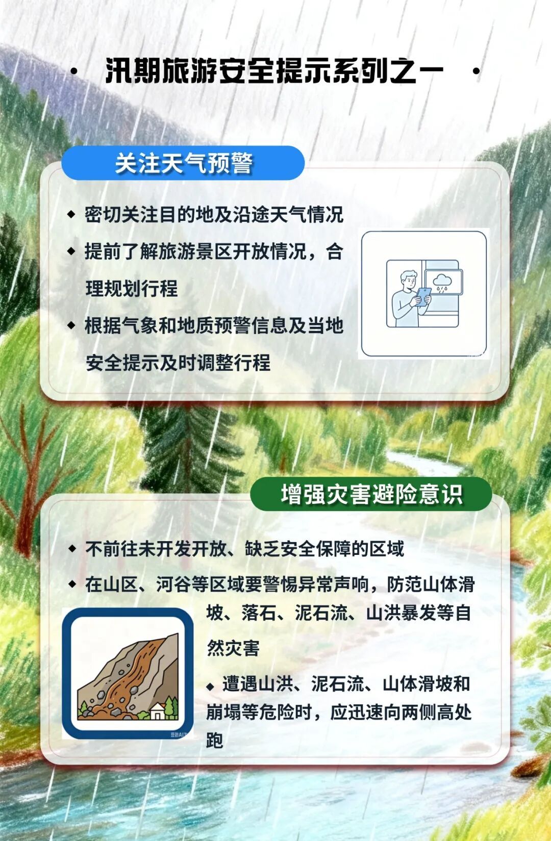汛期旅游，防灾避险牢记这几点！