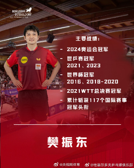 樊振东亮相杜塞尔多夫官方海报