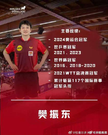 杜塞尔多夫俱乐部发文为新赛季预热 樊振东领衔杜塞兄弟团即将出发