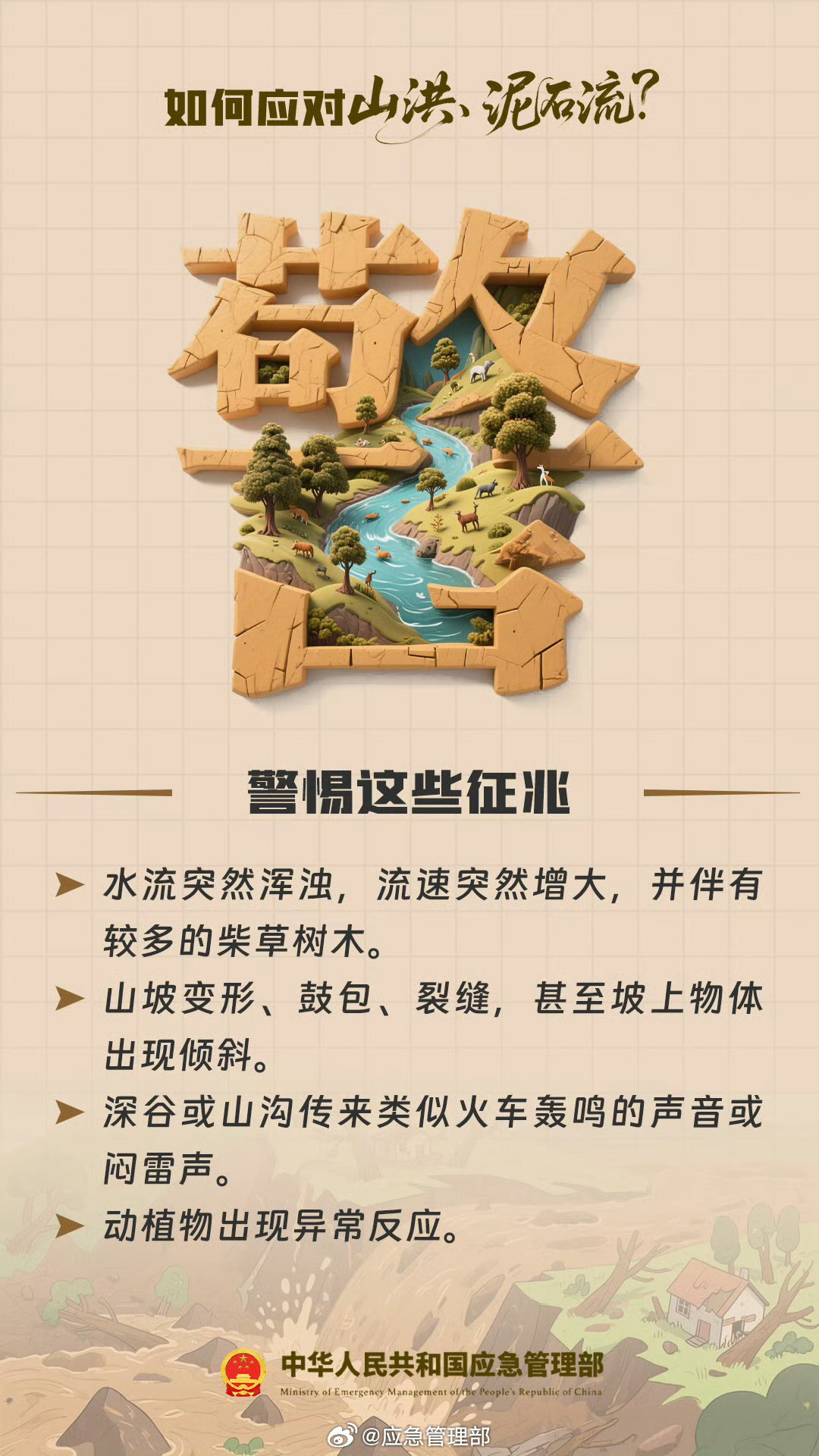 如何应对山洪、泥石流？记住这6个字→