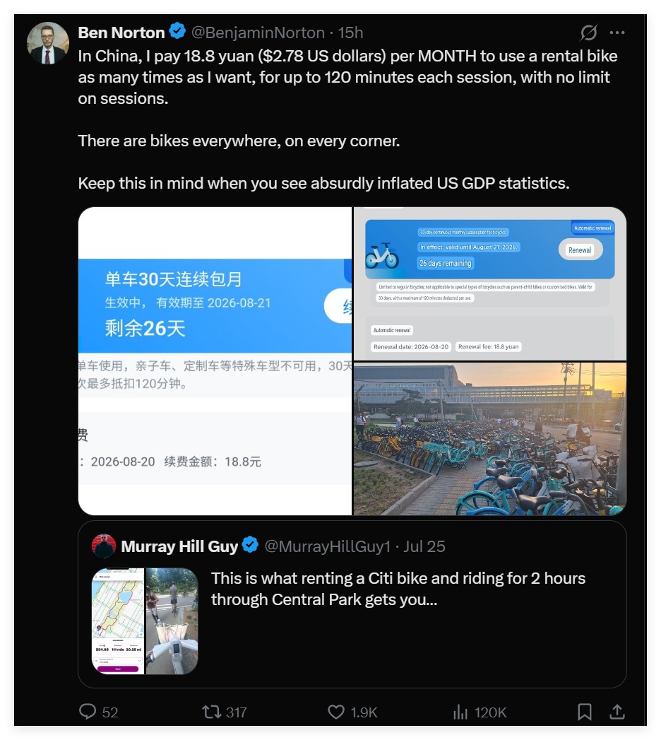 “骑2小时被收55美元”，中美网友都绷不住了……