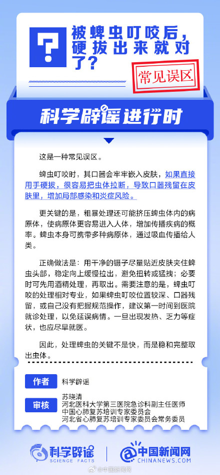 被蜱虫叮咬后，硬拔出来就对了？