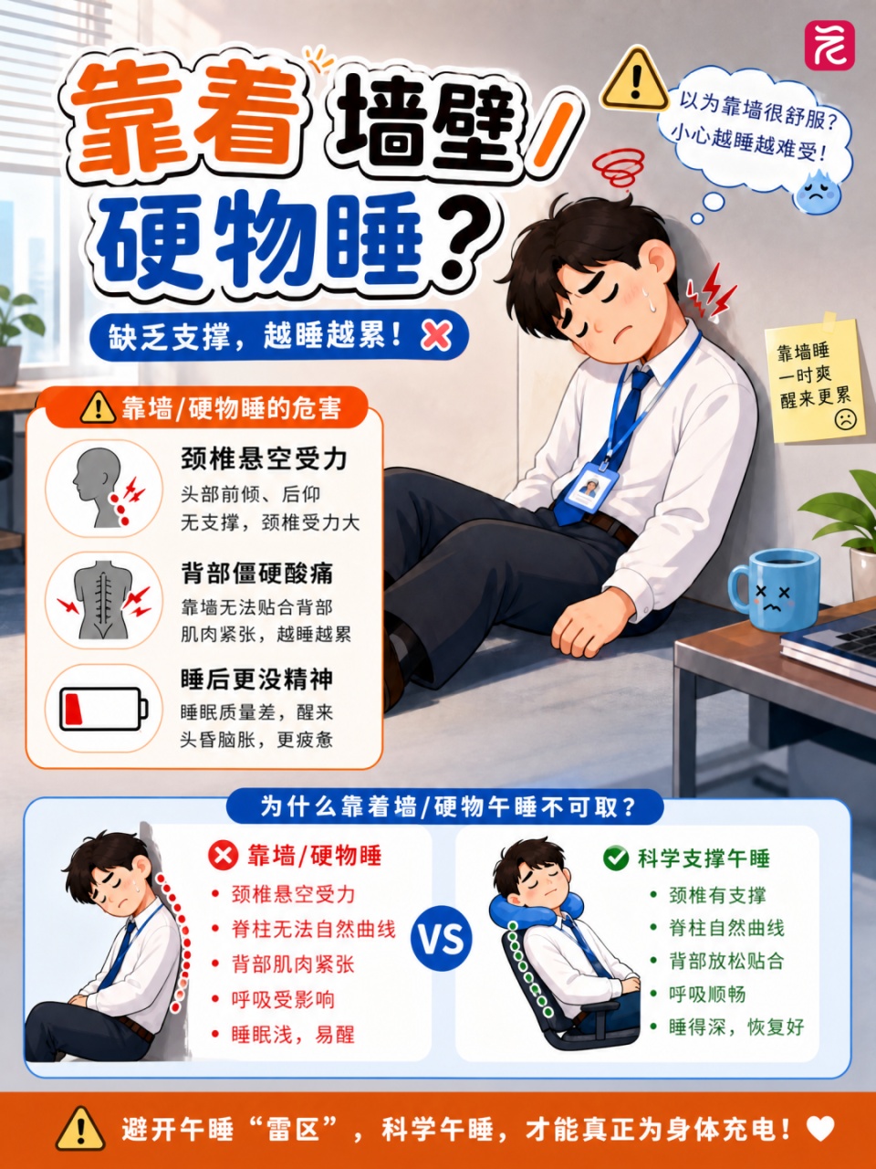 上班族午休正确睡姿，看完立刻改