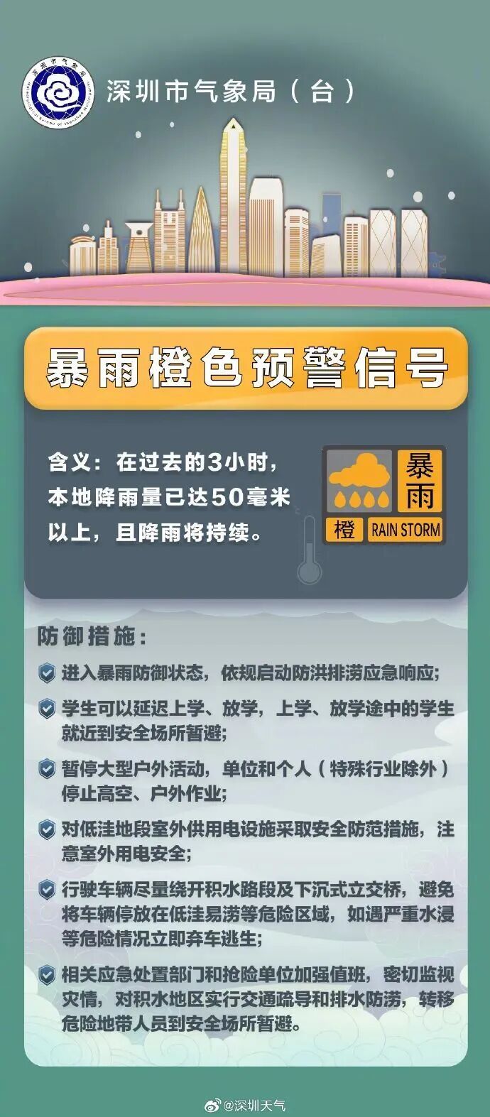 深圳发布橙色预警!全市进入暴雨防御状态 深圳发布橙色预警!全市进入暴雨防御状态