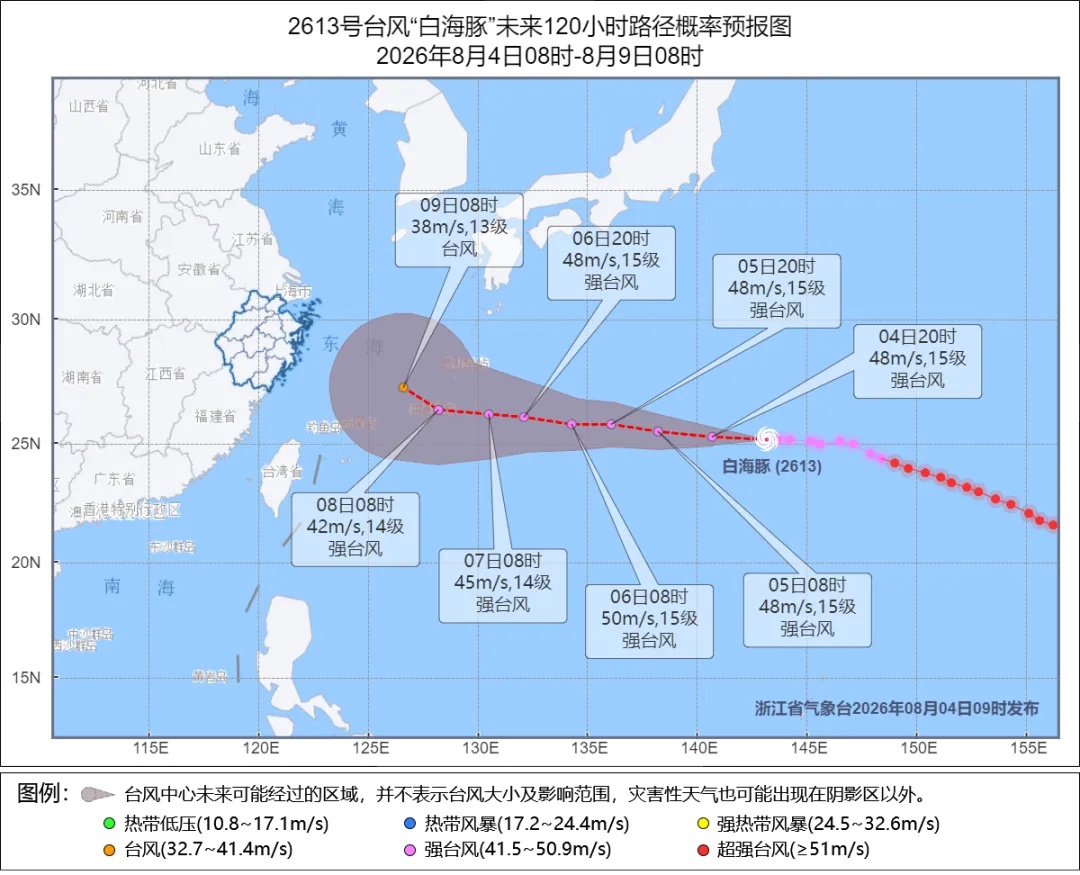 重回16级!“白海豚”再次加强为超强台风,或将影响浙江 重回16级!“白海豚”再次加强为超强台风,或将影响浙江