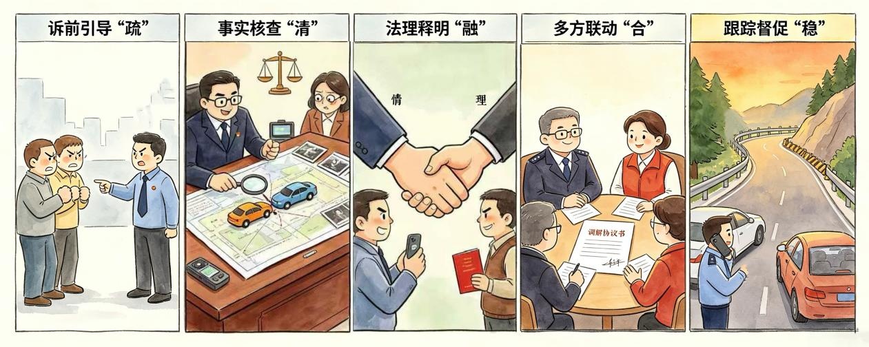 云南昆明一法院推行“五步工作法”，巧解交通事故责任纠纷