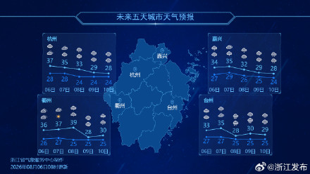 受台风“白海豚”影响，浙江8日至11日有明显风雨过程