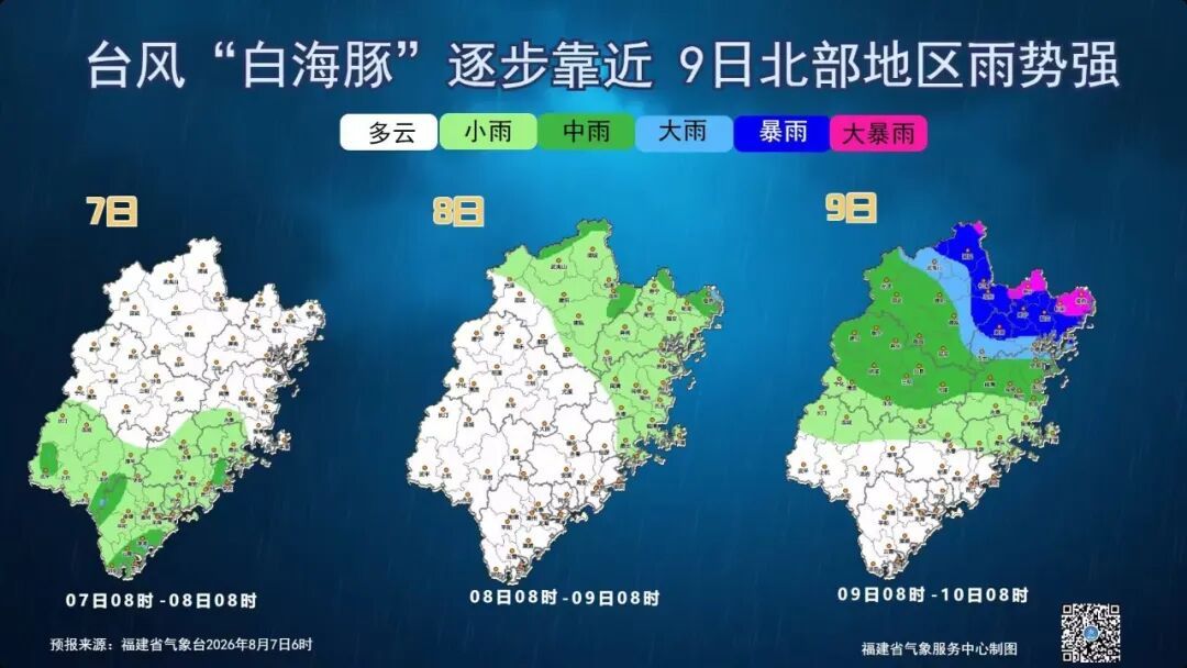 受台风“白海豚”影响,福建9日至11日有明显降水过程 受台风“白海豚”影响,福建9日至11日有明显降水过程