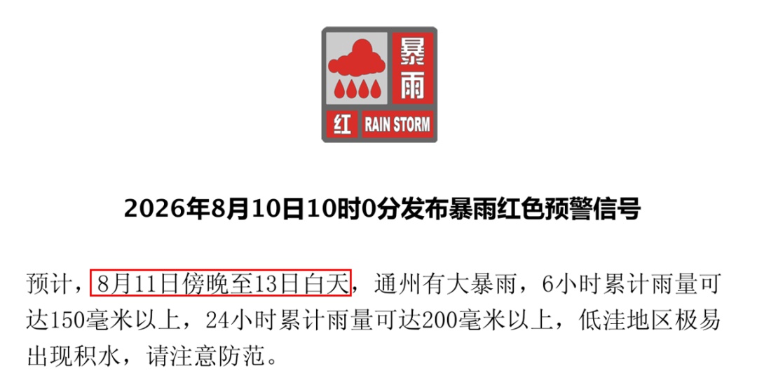 北京发布山洪灾害和积水内涝风险橙色预警！多区升级发布暴雨红色预警——