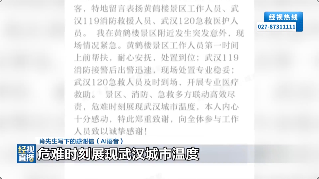 黄鹤楼突发，父女先后晕倒！危急时刻，周围一群人冲了上去……