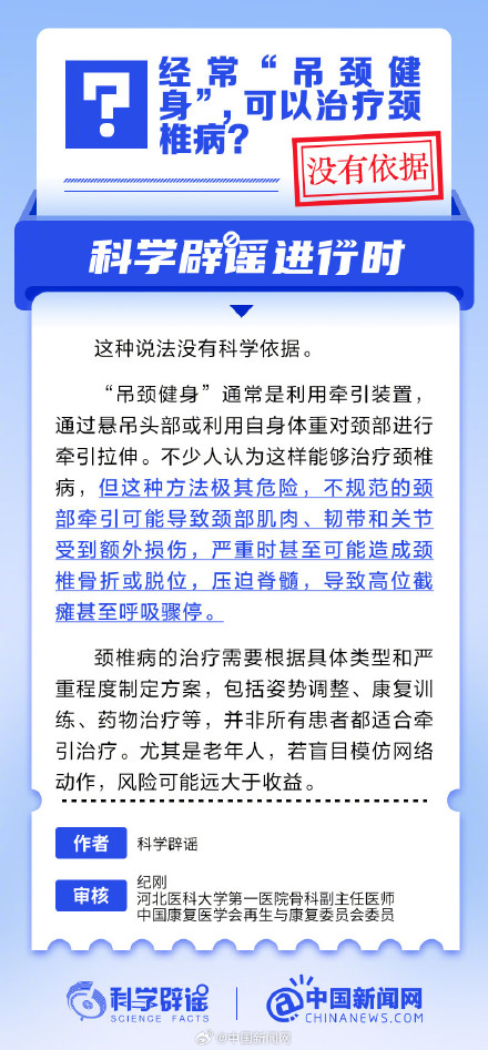 经常“吊颈健身”，可以治疗颈椎病？