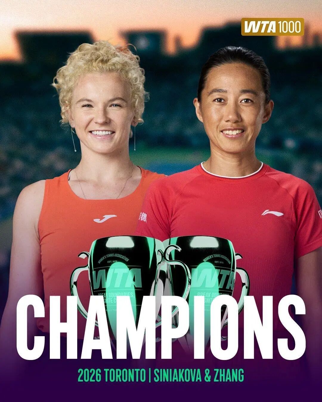 张帅组合夺得WTA1000多伦多站女双冠军,37岁中国金花斩获赛季第四冠,刷新个人纪录 张帅组合夺得WTA1000多伦多站女双冠军,37岁中国金花斩获赛季第四冠,刷新个人纪录