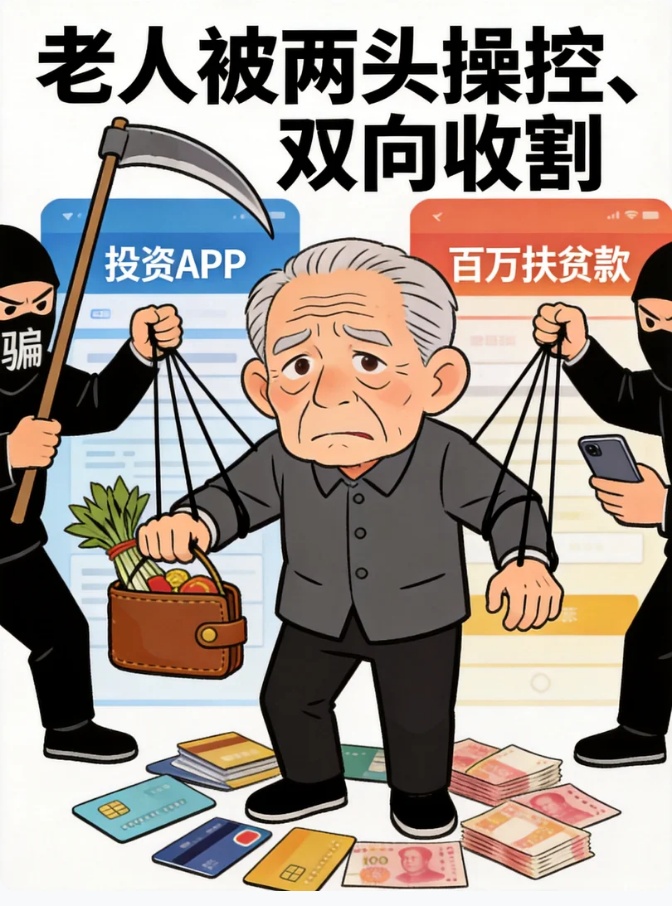 涉老诈骗再升级!一个套路,老人被“双向收割” 涉老诈骗再升级!一个套路,老人被“双向收割”