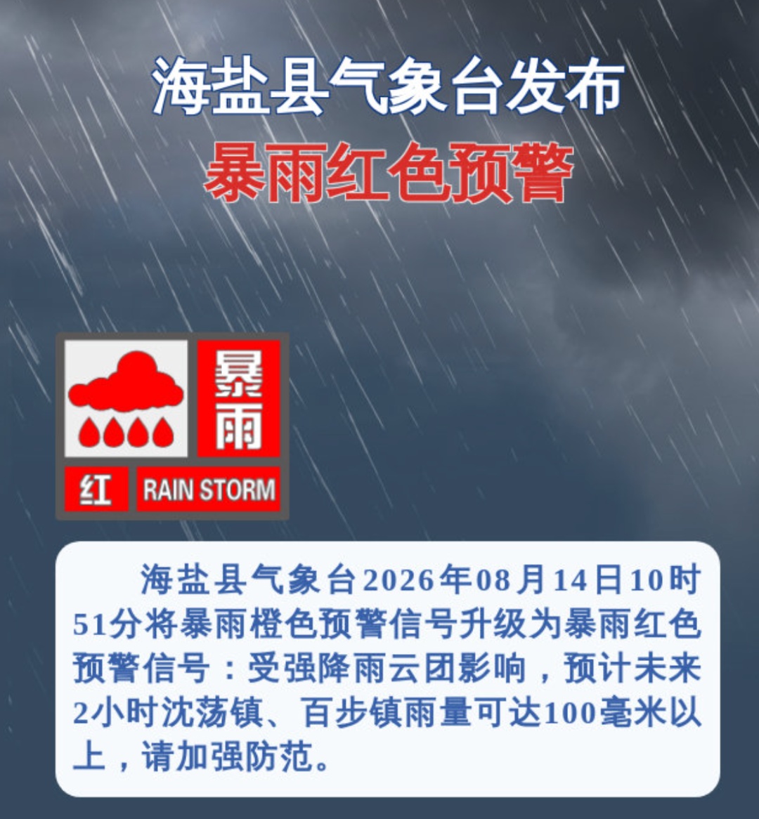 暴雨、大暴雨、10级雷暴大风！非必要不出门，浙江3地发布红色预警，出行注意安全
