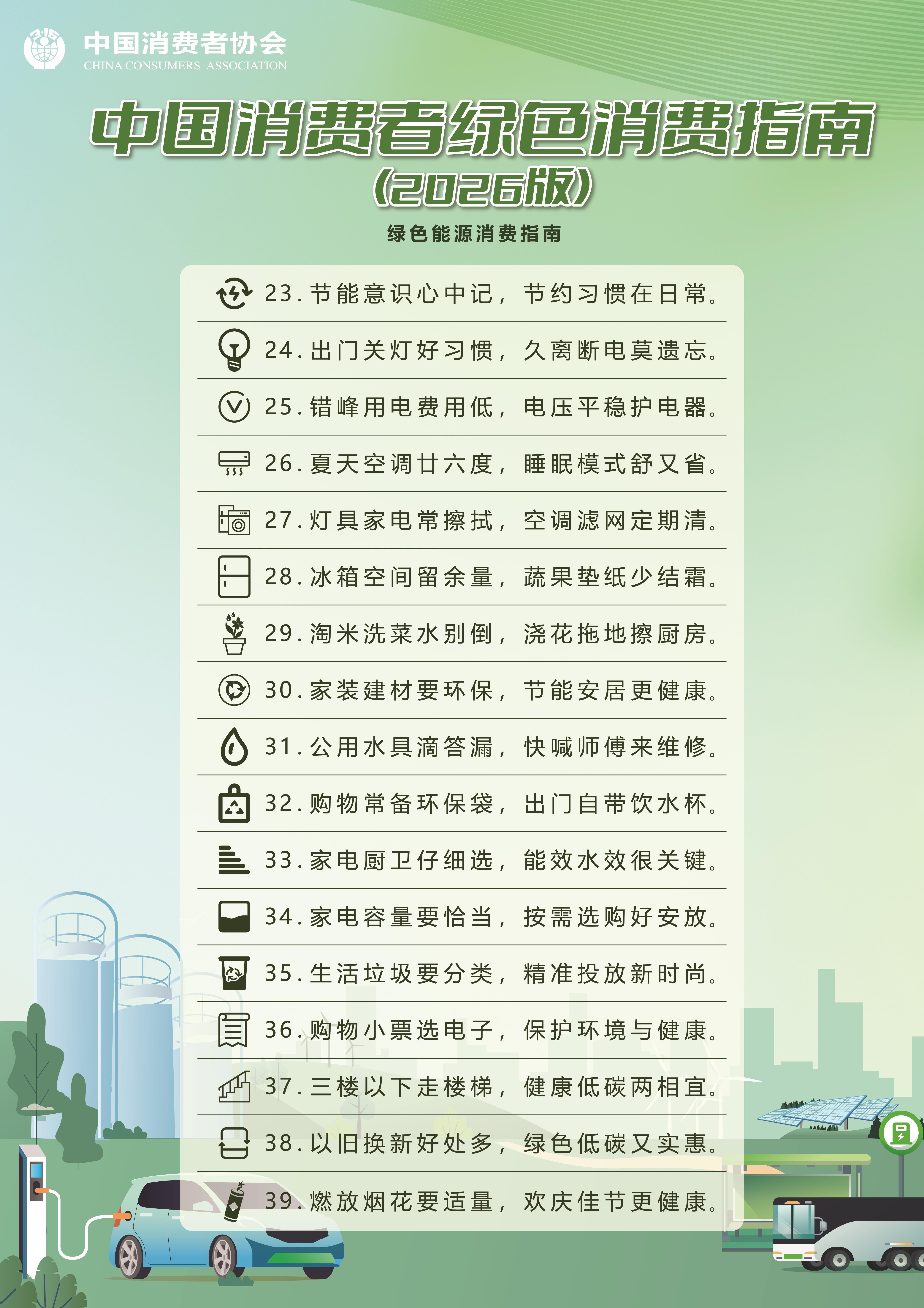 中消协发布绿色消费指南 涵盖四大领域50条行动建议