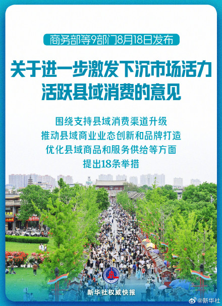 新华社权威快报|9部门发文活跃县域消费 新华社权威快报|9部门发文活跃县域消费