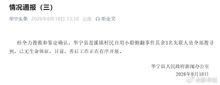 云南华宁小船侧翻5人遇难