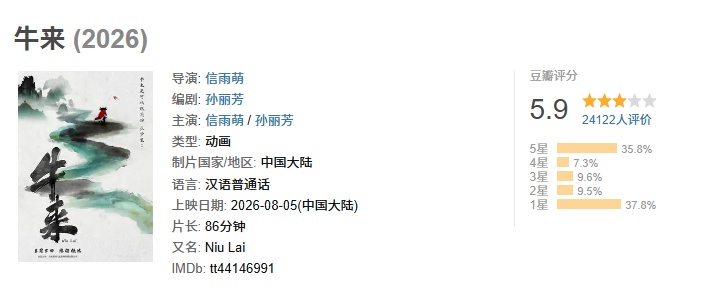 《牛来》豆瓣开分