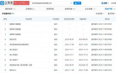 张姩菡关联公司登记张雪峰形象著作权 张姩菡关联公司登记张雪峰形象著作权