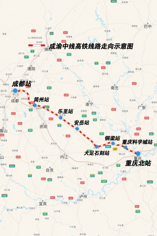 成渝中线高铁开始“拉电线”，通车后从成都到重庆最快50分钟