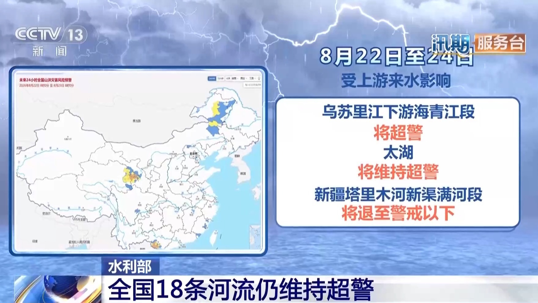 全国18条河流仍维持超警 水利部维持洪水黄色预警