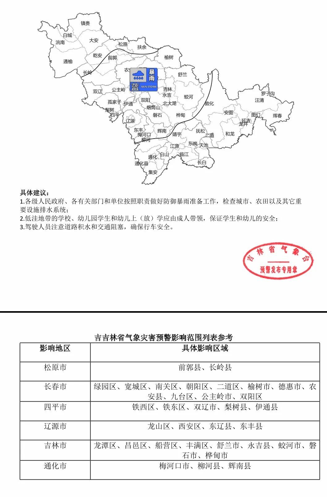 大雨！暴雨、大暴雨！吉林省天气预警