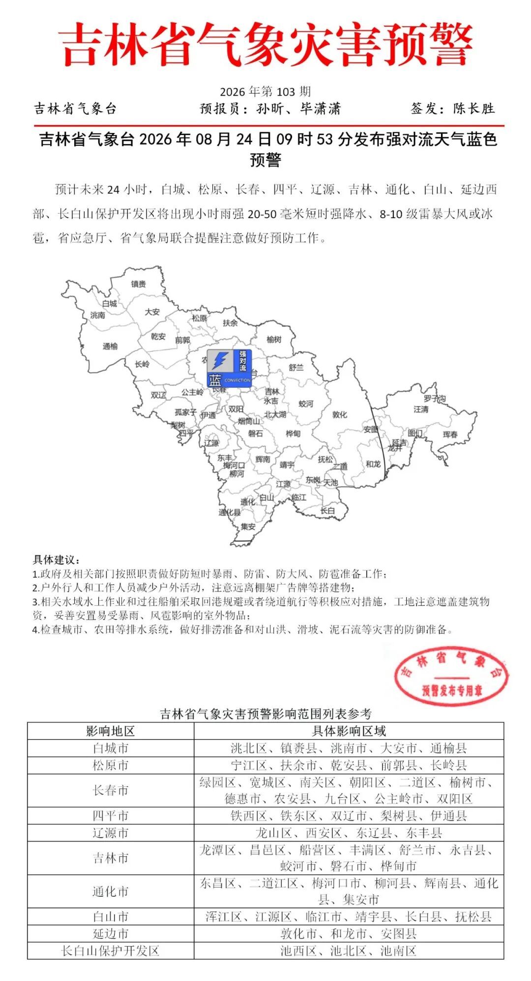 8-10级雷暴大风、冰雹!吉林省将迎大范围强降雨 8-10级雷暴大风、冰雹!吉林省将迎大范围强降雨