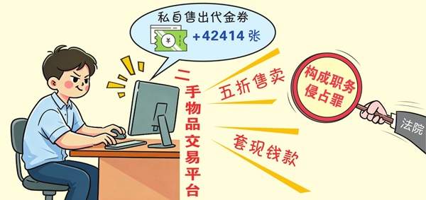 员工利用职务便利私自销售公司代金券牟利 法院:侵占单位财产性利益,构成职务侵占罪 员工利用职务便利私自销售公司代金券牟利 法院:侵占单位财产性利益,构成职务侵占罪