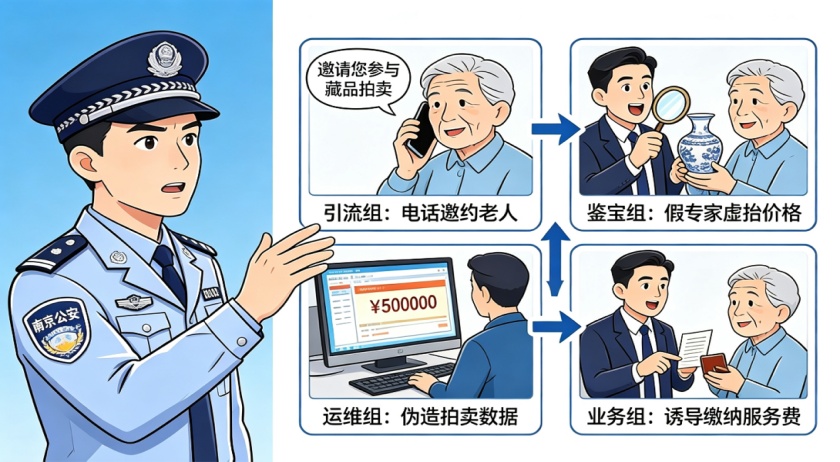 南京打掉4个针对老年群体的藏品拍卖诈骗犯罪窝点,涉案总价值达1.4亿元 南京打掉4个针对老年群体的藏品拍卖诈骗犯罪窝点,涉案总价值达1.4亿元