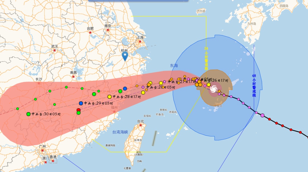台风“沙德尔”将进入24小时警戒线，预计27日夜间至28日上午在浙江象山到福建福清一带沿海登陆