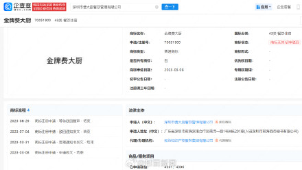 费大厨申请金牌费大厨商标被驳回 费大厨申请金牌费大厨商标被驳回
