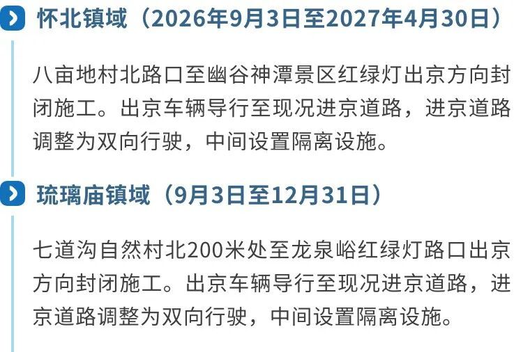 提醒，北京部分路段将实施临时交通导行！注意绕行→