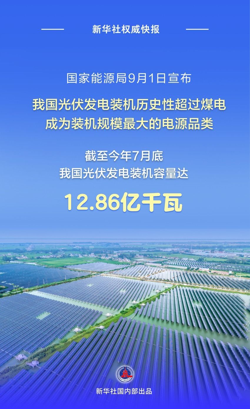 我国光伏发电装机历史性超过煤电 我国光伏发电装机历史性超过煤电