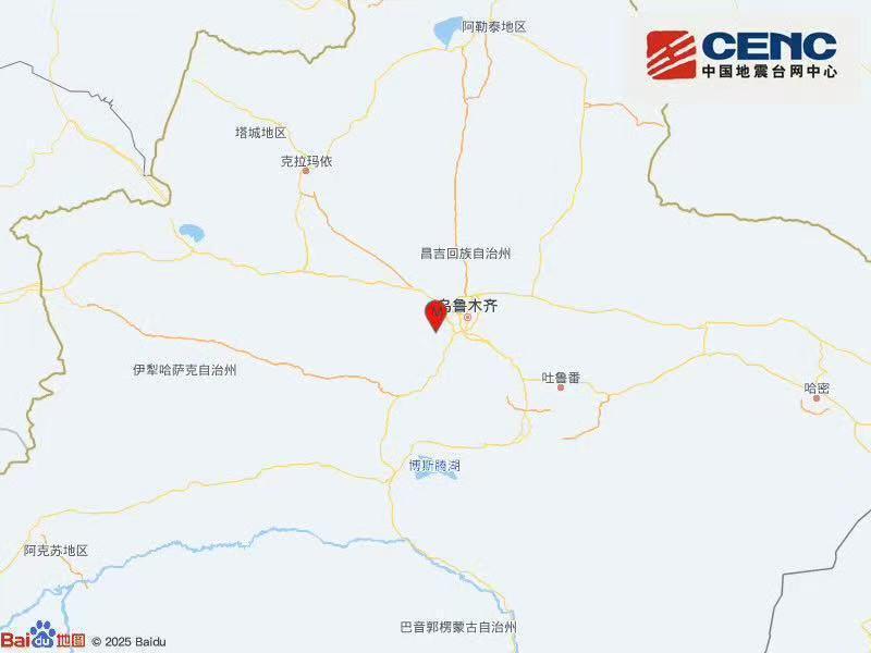 新疆昌吉州昌吉市发生3.8级地震 震源深度25公里 新疆昌吉州昌吉市发生3.8级地震 震源深度25公里