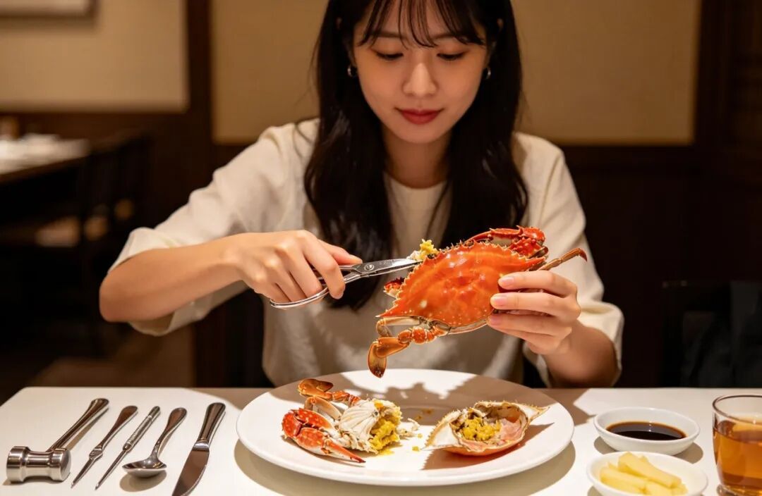 第一批“啃蟹受害者”已出现！杭州女子用牙硬啃螃蟹，结果疼得饭都吃不下……
