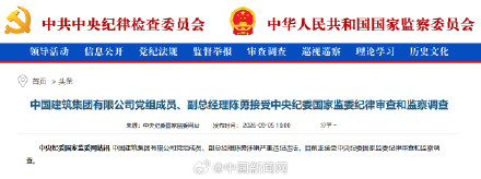 陈勇接受审查调查