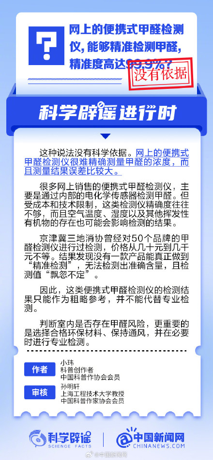 网上销售的便携式甲醛检测仪，精准度高达99.9%？