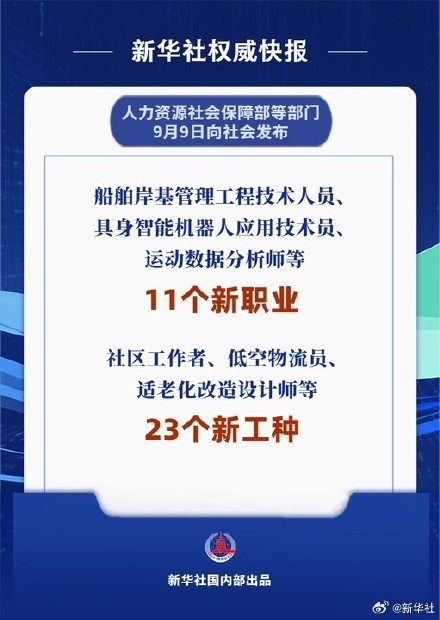 11个新职业23个新工种发布 11个新职业23个新工种发布