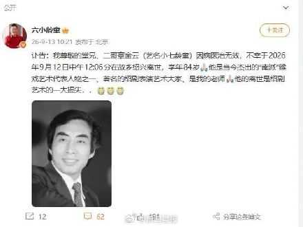 小七龄童去世,享年84岁 小七龄童去世,享年84岁