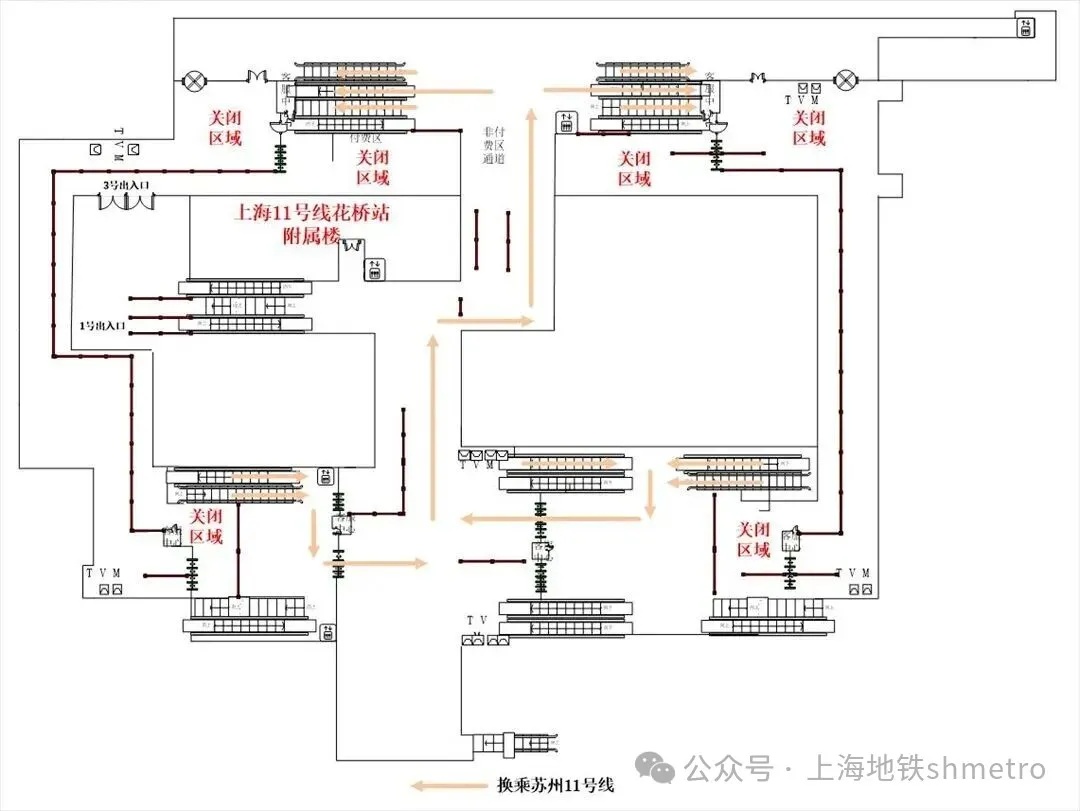 上海地铁提示：9月14日至9月27日，沪苏地铁11号线换乘通道临时关闭