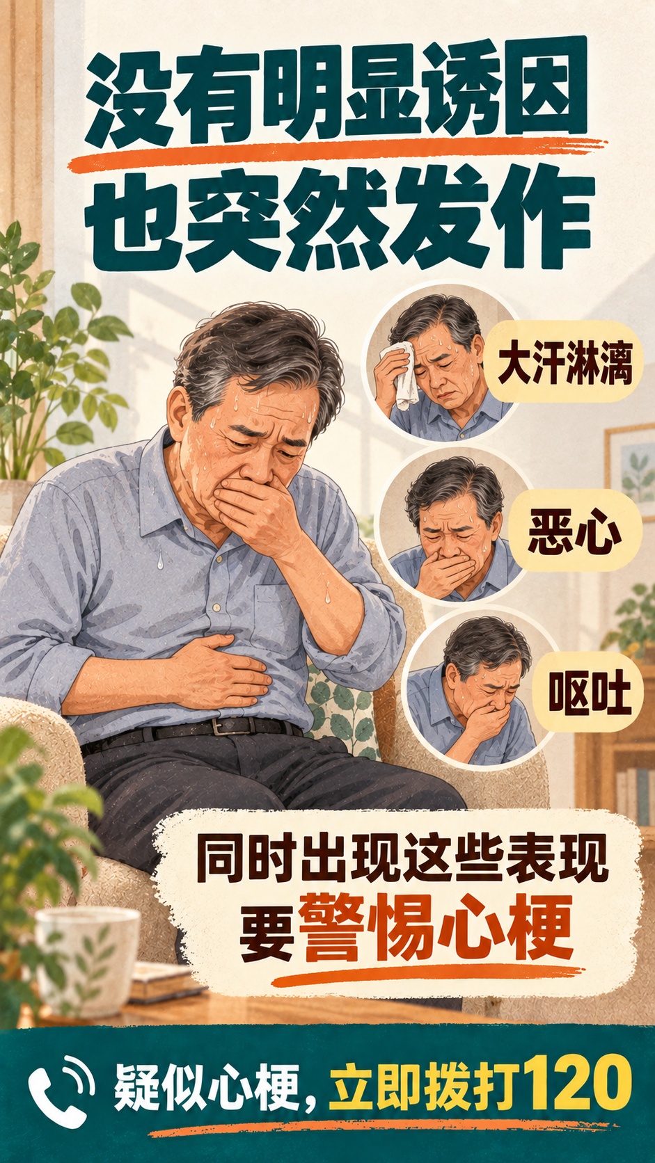 心梗征兆不只有胸痛，这5类异常别硬扛→
