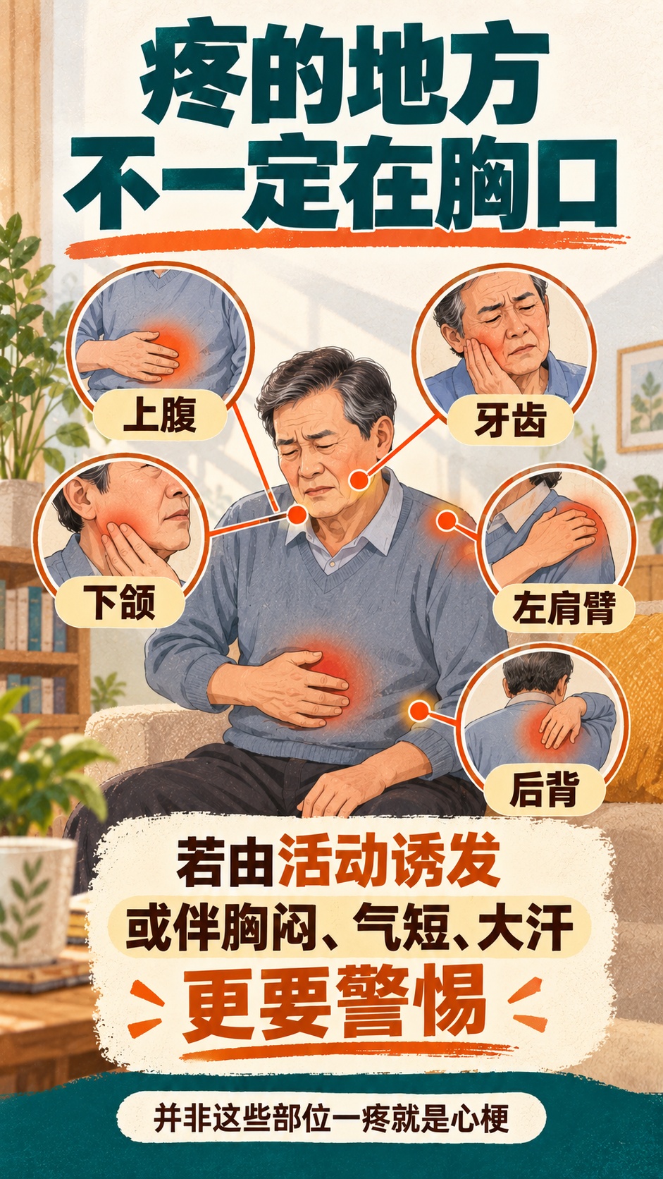 心梗征兆不只有胸痛，这5类异常别硬扛→