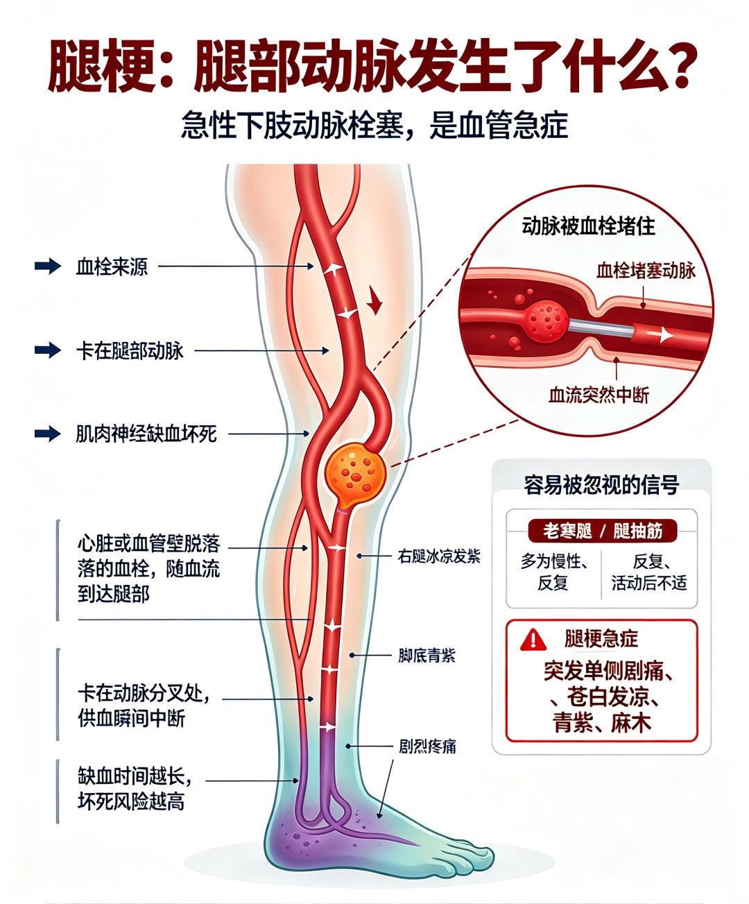 一开始以为是“老寒腿”，没想到差点截肢，出现这些症状千万别乱动