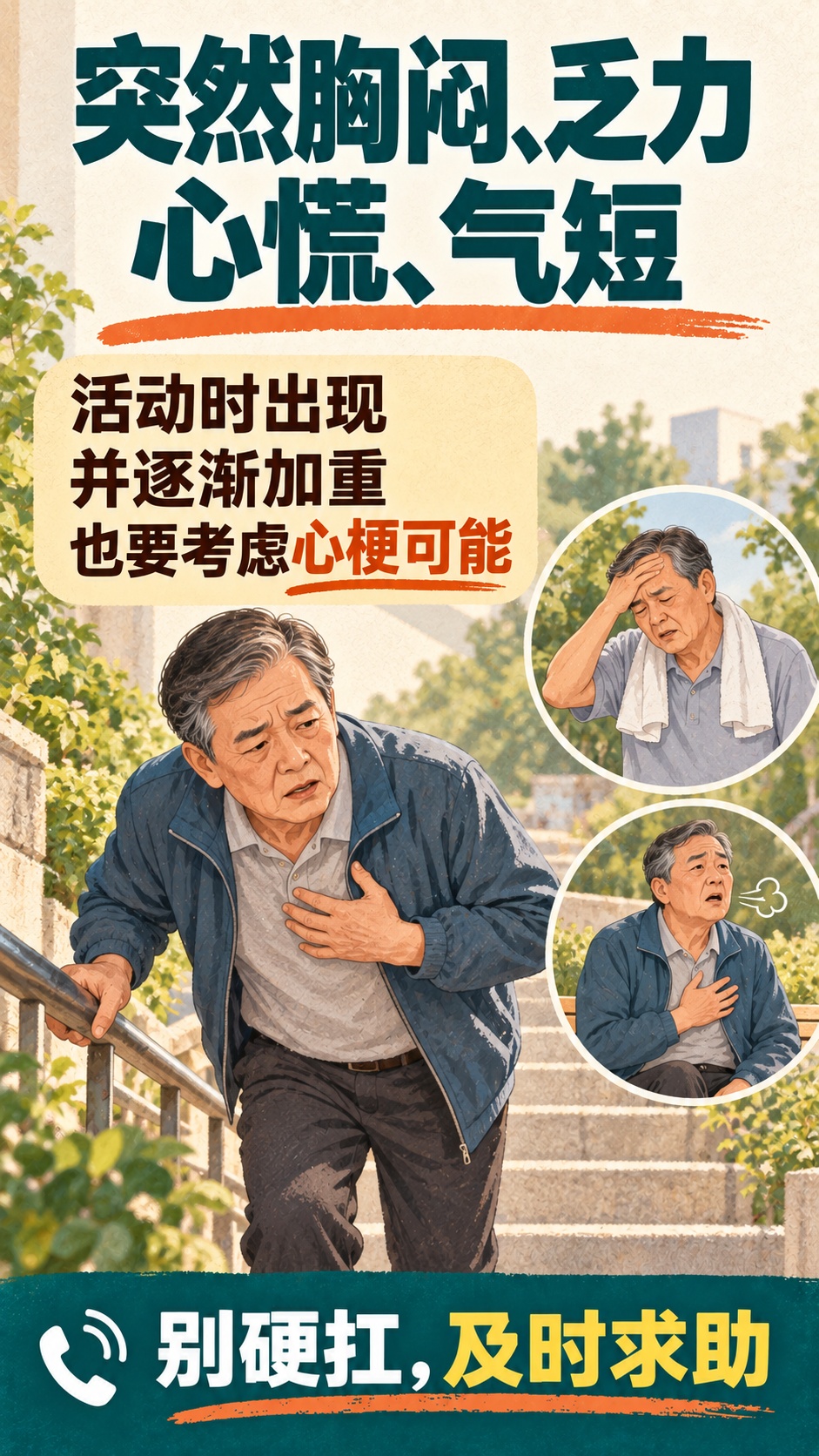 心梗征兆不只有胸痛，这5类异常别硬扛→