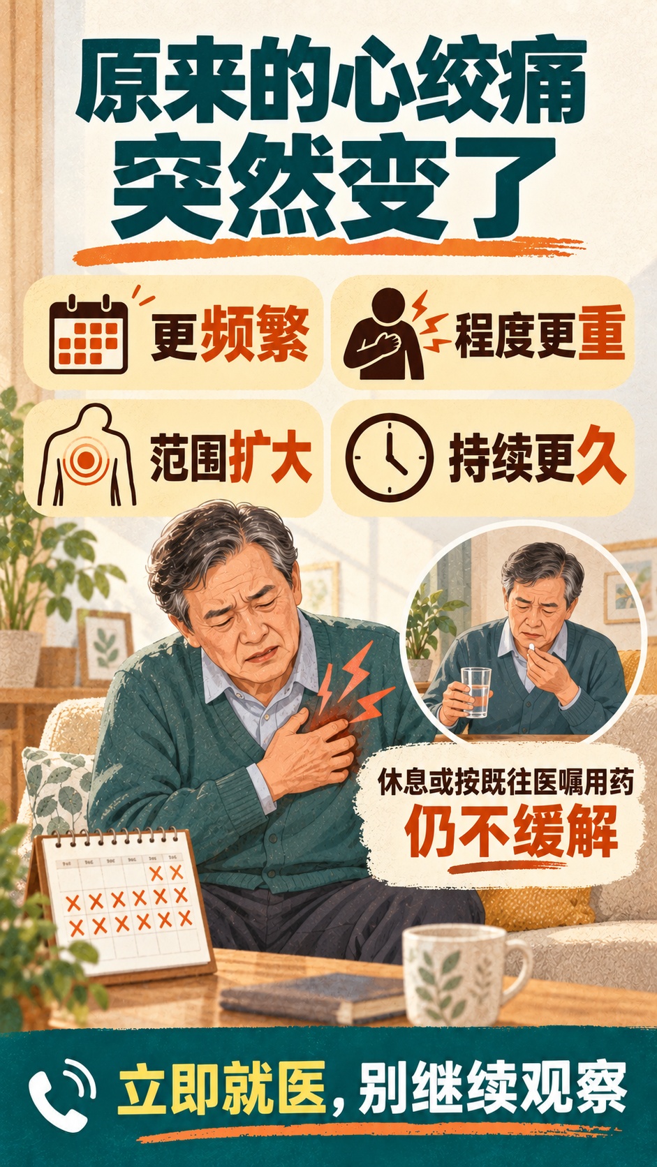 心梗征兆不只有胸痛，这5类异常别硬扛→