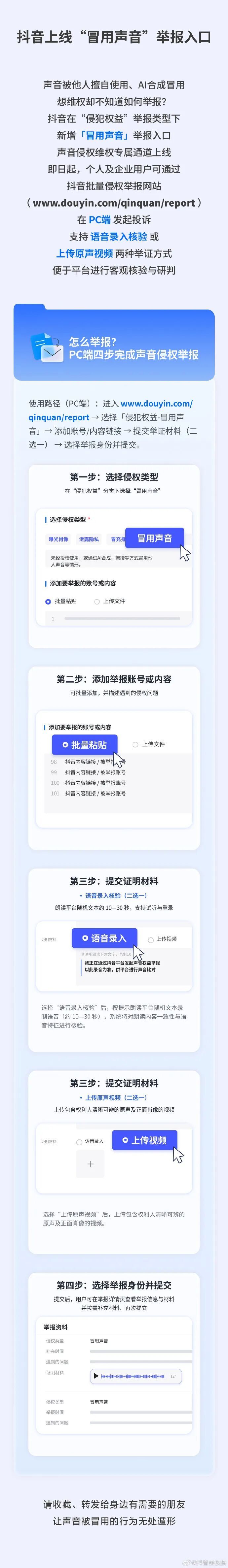 抖音上线“冒用声音”举报入口