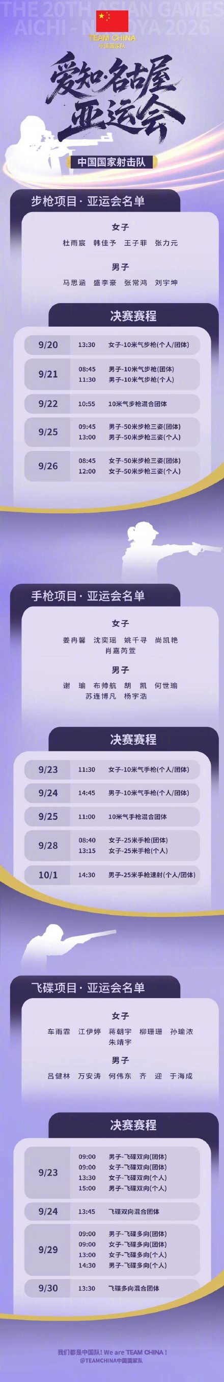 中国射击队不参加亚运会开幕式 中国射击队不参加亚运会开幕式